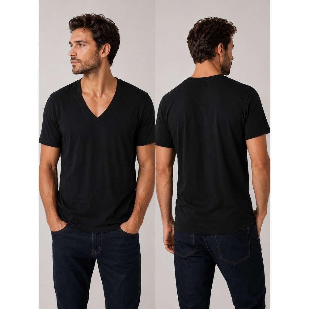 Tommy John Undershirt Mens Medium Black Cool Cotton Stay-Tucked V-Neck T-Shirt